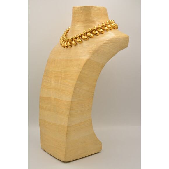 Anne Klein Vintage Chunky Collar Necklace Heavy Brushed Gold Satin Signed BinY - Picture 8 of 12